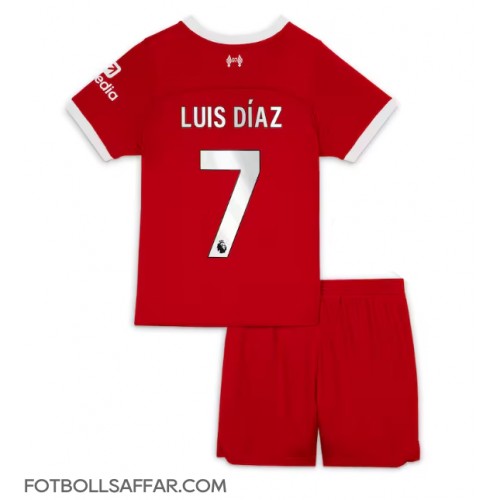 Liverpool Luis Diaz #7 Hemmadräkt Barn 2023-24 Kortärmad (+ Korta byxor)